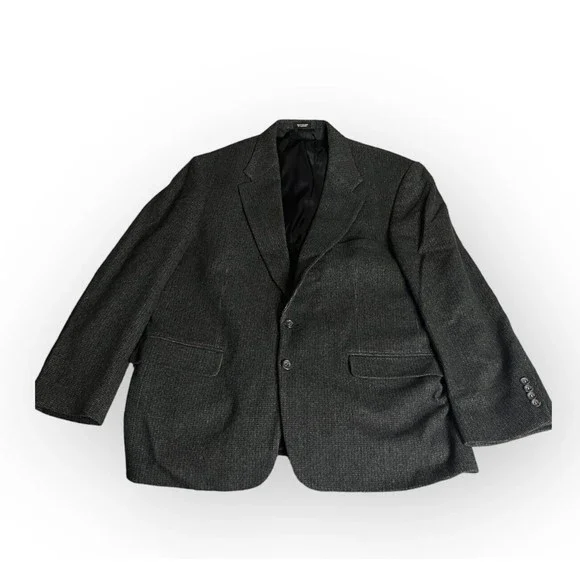 Vintage Wool Blended Robert Stock Blazer Nailshead Patterned Gray 42 - Picture 2 of 5